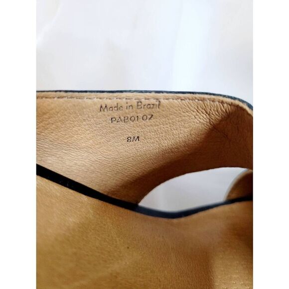 JACK ROGERS Sophia Black Leather Straw Wedge Wooden Heel US 8M - Picture 6 of 8